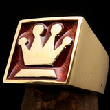Perfectly crafted Men's Chess Player Ring Queen's Crown Orange - Solid Brass - BikeRing4u