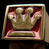 Perfectly crafted Men's Chess Player Ring Queen's Crown Orange - Solid Brass - BikeRing4u