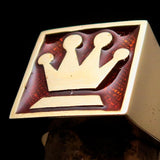 Perfectly crafted Men's Chess Player Ring Queen's Crown Orange - Solid Brass - BikeRing4u