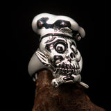 Excellent crafted Men's Chef Skull Ring Knife and Fork - Sterling Silver - BikeRing4u