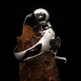 Excellent crafted Men's Chef Skull Ring Knife and Fork - Sterling Silver - BikeRing4u