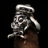 Excellent crafted Men's Chef Skull Ring Knife and Fork - Sterling Silver - BikeRing4u