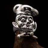 Excellent crafted Men's Chef Skull Ring Knife and Fork - Sterling Silver - BikeRing4u