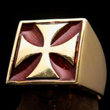 Perfectly crafted Men's Biker Ring Iron Cross Red - Solid Brass - BikeRing4u