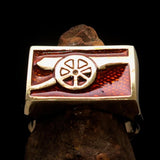 Perfectly crafted Men's Naval Cannon Ring Orange - Solid Brass - BikeRing4u