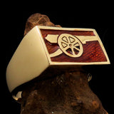 Perfectly crafted Men's Naval Cannon Ring Orange - Solid Brass - BikeRing4u