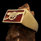 Perfectly crafted Men's Naval Cannon Ring Orange - Solid Brass - BikeRing4u