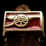 Perfectly crafted Men's Naval Cannon Ring Orange - Solid Brass - BikeRing4u