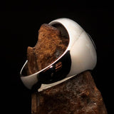 Excellent crafted ancient Men's black Assassin Ring - Sterling Silver - BikeRing4u