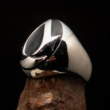 Excellent crafted ancient Men's black Assassin Ring - Sterling Silver - BikeRing4u