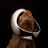 Excellent crafted Men's black oval Tree of Life Ring - Sterling Silver - BikeRing4u