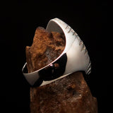 Ancient Men's Christian Monogram Cross Ring black Chi Rho XP - Sterling Silver - BikeRing4u