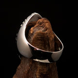 Ancient Men's Christian Monogram Cross Ring black Chi Rho XP - Sterling Silver - BikeRing4u