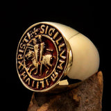 Excellent crafted Men's Templar Knight Seal Ring orange - Solid Brass - BikeRing4u