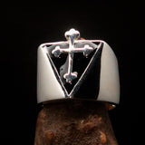 Excellent crafted Men's Black Coptic Cross Ring - Sterling Silver - BikeRing4u