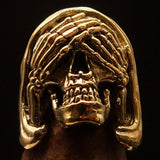 Excellent crafted Men's Grim Reaper Skull Ring See No Evil - Solid Brass - BikeRing4u