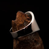 Excellent crafted Men's Claddagh Ring black winged heart Star Moon - Sterling Silver - BikeRing4u