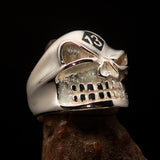 Excellent Crafted Men's black Number 13 Gnome Skull Ring - Sterling Silver - BikeRing4u