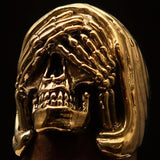 Excellent crafted Men's Grim Reaper Skull Ring See No Evil - Solid Brass - BikeRing4u