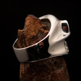 Excellent Crafted Men's black Number 13 Gnome Skull Ring - Sterling Silver - BikeRing4u