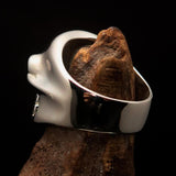 Excellent Crafted Men's black Number 13 Gnome Skull Ring - Sterling Silver - BikeRing4u