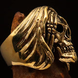 Excellent crafted Men's Grim Reaper Skull Ring Hear No Evil - Solid Brass - BikeRing4u