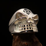 Excellent Crafted Men's black Number 13 Gnome Skull Ring - Sterling Silver - BikeRing4u