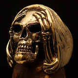 Excellent crafted Men's Grim Reaper Skull Ring Hear No Evil - Solid Brass - BikeRing4u