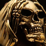 Excellent crafted Men's Grim Reaper Skull Ring Hear No Evil - Solid Brass - BikeRing4u