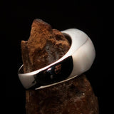 Nicely crafted domed Men's Number Ring blue 8 Eight- Sterling Silver - BikeRing4u