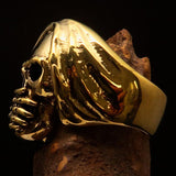 Excellent crafted Men's Grim Reaper Skull Ring Speak No Evil - Solid Brass - BikeRing4u