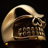 Excellent crafted Men's Biker Ring winking Gnome Skull - Solid Brass - BikeRing4u