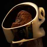 Excellent crafted Men's Biker Ring winking Gnome Skull - Solid Brass - BikeRing4u