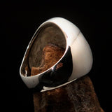 Excellent crafted Men's Aquarius Ring blue Zodiac - Sterling Silver - BikeRing4u