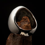 Excellent crafted Men's Aquarius Ring blue Zodiac - Sterling Silver - BikeRing4u