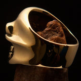 Excellent crafted Men's Biker Ring winking Gnome Skull - Solid Brass - BikeRing4u