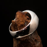 Nicely crafted domed Men's Heptagram Ring blue Heptagon - Sterling Silver - BikeRing4u