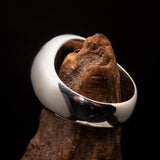 Nicely crafted domed Men's Heptagram Ring blue Heptagon - Sterling Silver - BikeRing4u