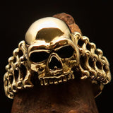 Excellent crafted Men's Biker Ring Skull and Bones - Solid Brass - BikeRing4u
