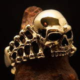 Excellent crafted Men's Biker Ring Skull and Bones - Solid Brass - BikeRing4u