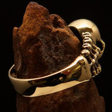 Excellent crafted Men's Biker Ring Skull and Bones - Solid Brass - BikeRing4u