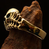 Excellent crafted Men's Biker Ring Skull and Bones - Solid Brass - BikeRing4u