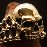 Excellent crafted Men's Biker Ring Skull and Bones - Solid Brass - BikeRing4u