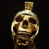 Excellent crafted Men's Skull Biker Ring Roman Centurion Green - Solid Brass - BikeRing4u