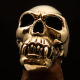 Excellent crafted Men's Cannibal Ring Zombie with Fangs - Solid Brass - BikeRing4u