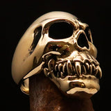 Excellent crafted Men's Cannibal Ring Zombie with Fangs - Solid Brass - BikeRing4u