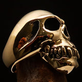 Excellent crafted Men's Cannibal Ring Zombie with Fangs - Solid Brass - BikeRing4u