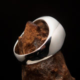 Perfectly crafted Men's Solid Line Pentagram Ring Blue - Sterling Silver - BikeRing4u