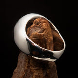 Perfectly crafted Men's Solid Line Pentagram Ring Blue - Sterling Silver - BikeRing4u