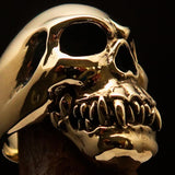 Excellent crafted Men's Cannibal Ring Zombie with Fangs - Solid Brass - BikeRing4u